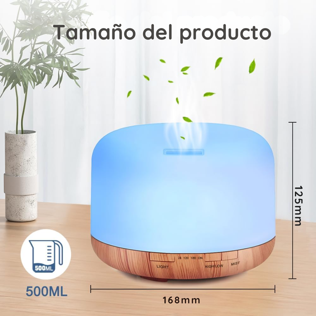 Humidificador Difusor De Aroma con Luces LED - HydroLuxe Bamboo