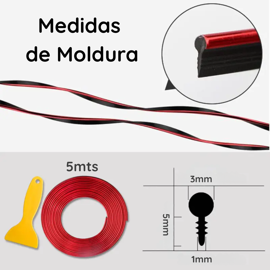 Tira Moldura Decorativa para Interior de Autos + Espátula - GlowLine