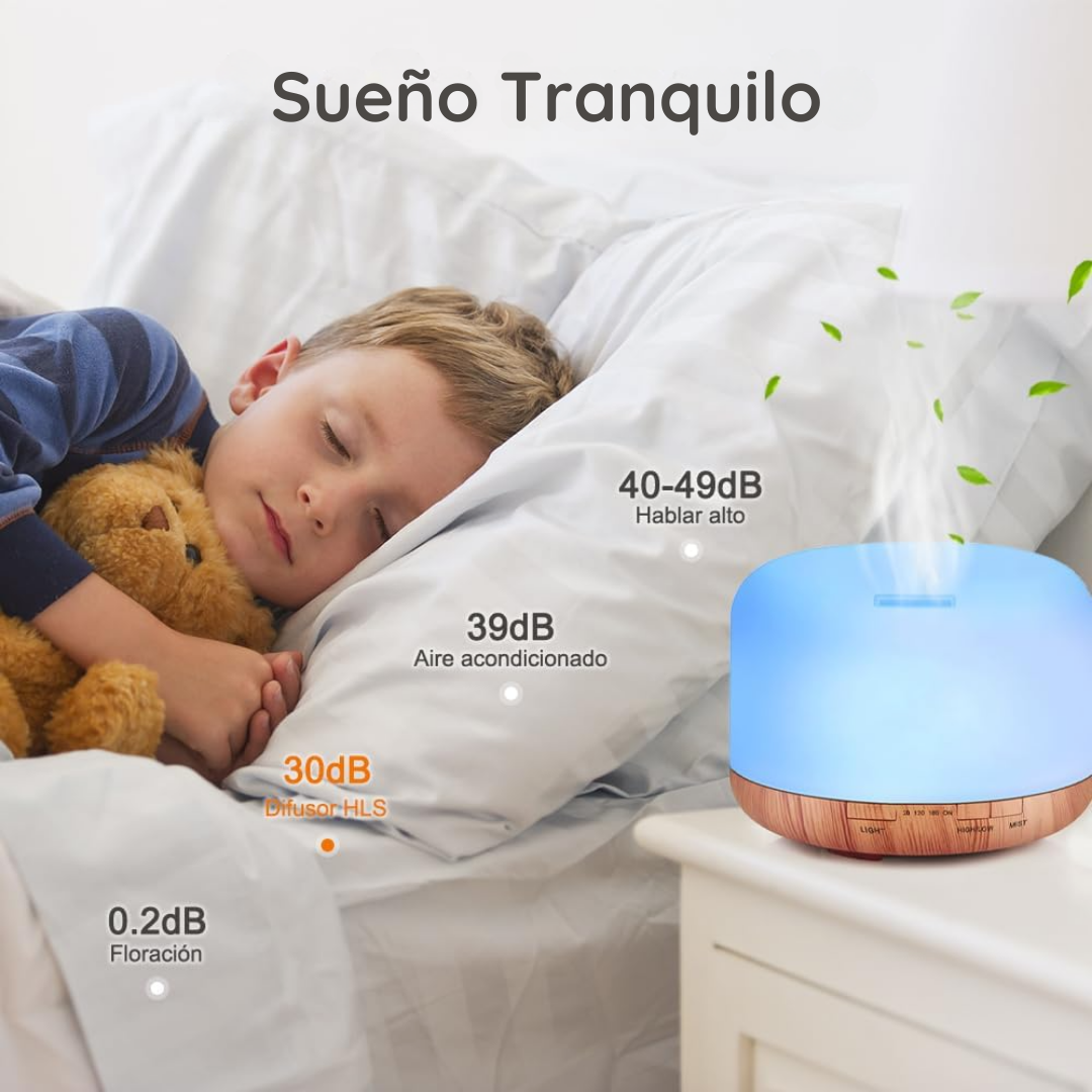 Humidificador Difusor De Aroma con Luces LED - HydroLuxe Bamboo