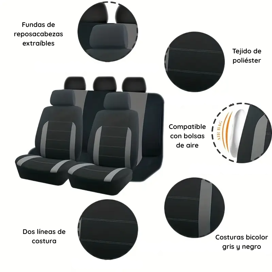 Set Funda Universal Cubre Asiento para Auto de 9 Piezas - RoyalRide