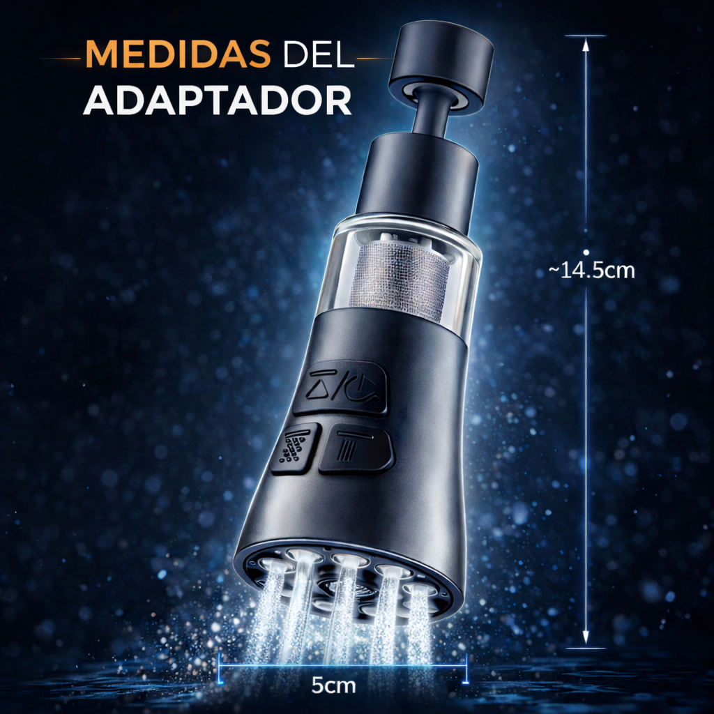 Adaptador para Grifos 360° Con Filtro Rociador - Aqua360 Pro