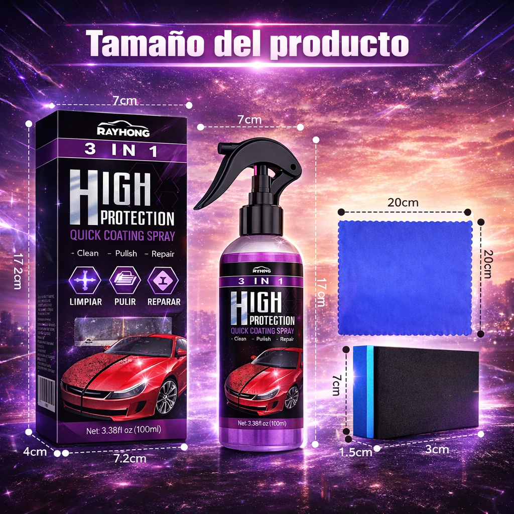 Recubrimiento cerámico en Spray 100 ml para autos 3 en 1 - PREMIUM