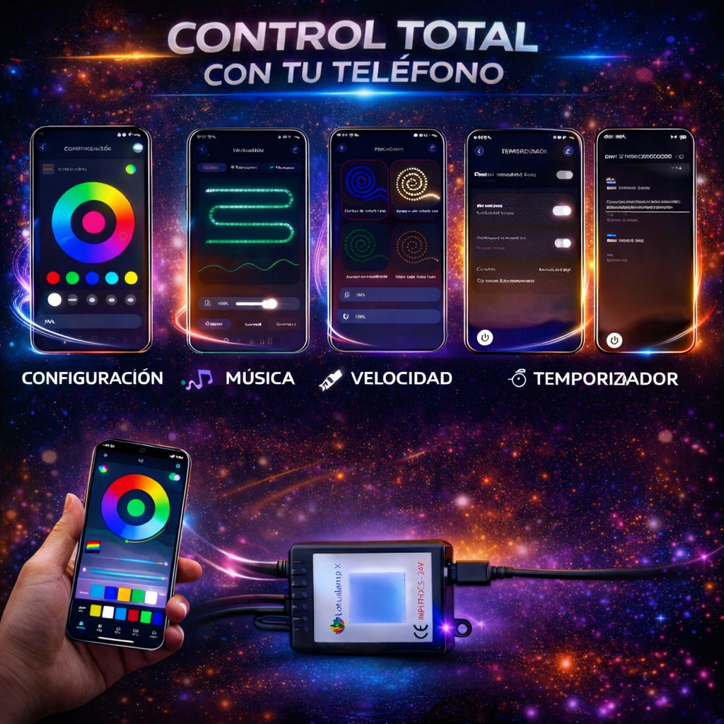 BARRAS DE LUZ LED RGB PARA INTERIOR DE AUTO - NITRO RGB