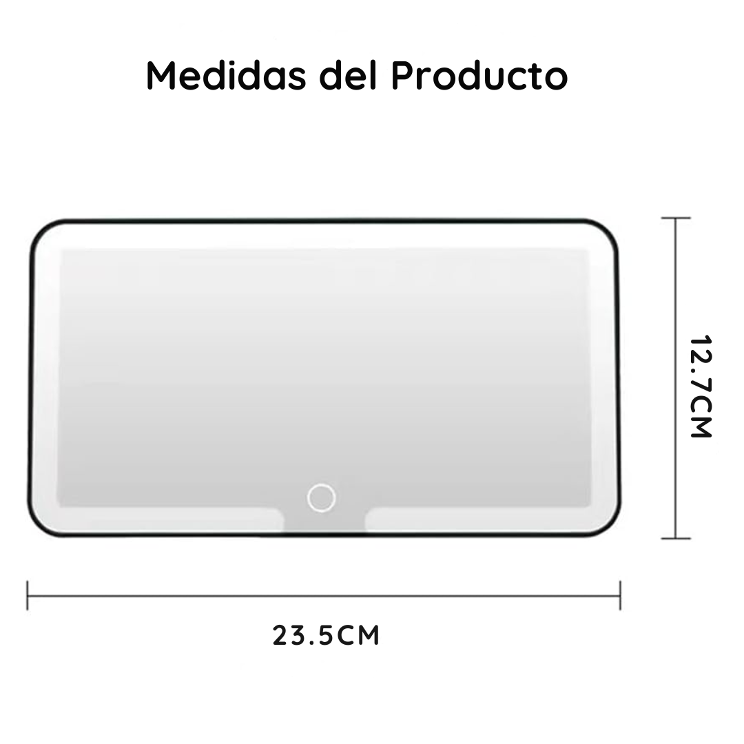 Espejo Con Luz Led Táctil Recargable Para Visera De Autos - MirrorLux
