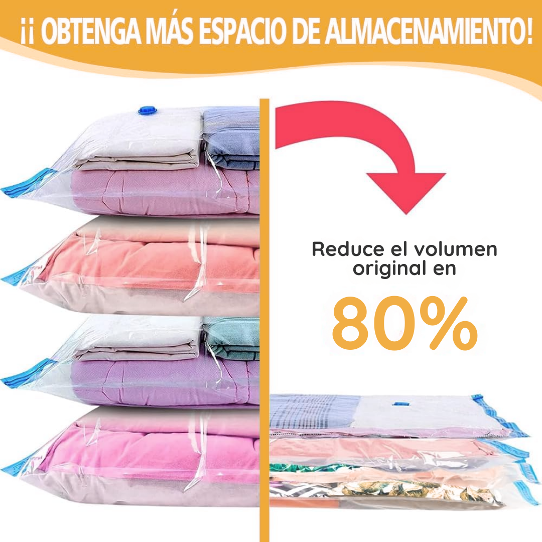 Pack de 5 Bolsas Compresoras (Medida a elegir) + 1 Succionador Manual