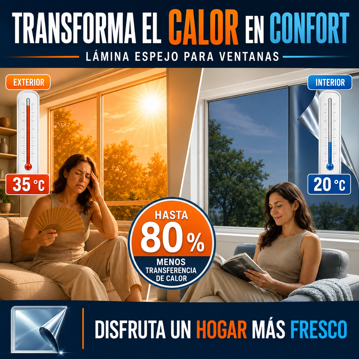 Lamina Polarizada Tipo Espejo para Ventana - PrivaGlass