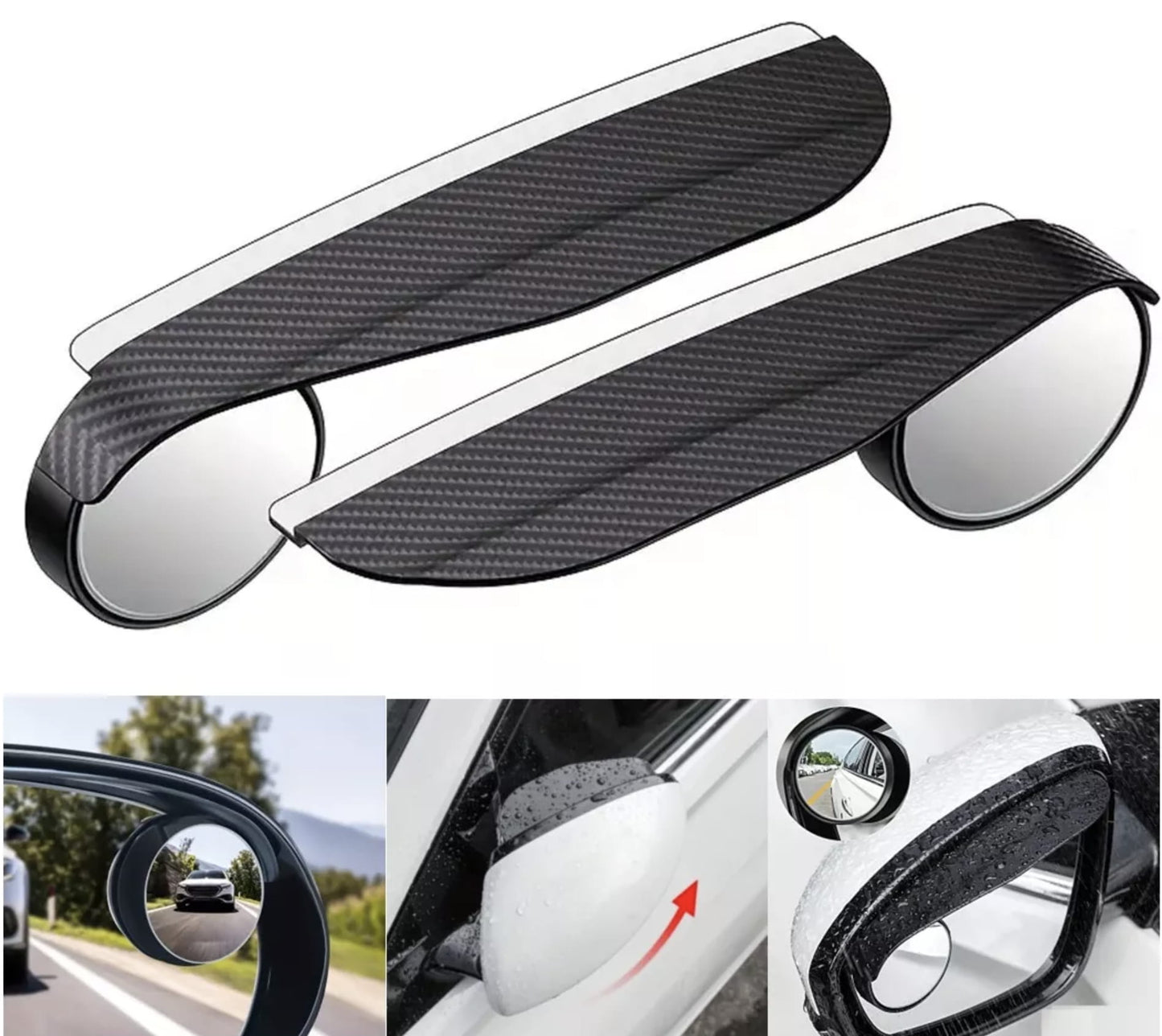 Juego de 2 Espejos punto ciego de fibra de carbono para lluvia HD 360° - PRO