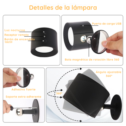 Lampara Led 360 Doble Cabeza Recargable + Control - DualGlow 360
