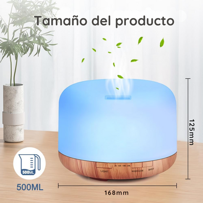 Humidificador Difusor De Aroma con Luces LED - HydroLuxe Bamboo