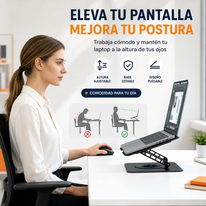 Soporte Aluminio Cooler para Laptop de 360° - Vortex 360°