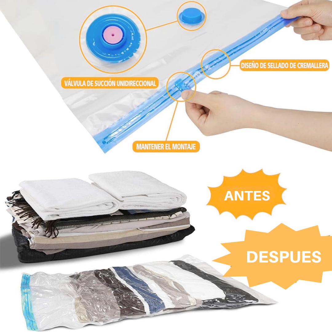 Pack de 5 Bolsas Compresoras (Medida a elegir) + 1 Succionador Manual