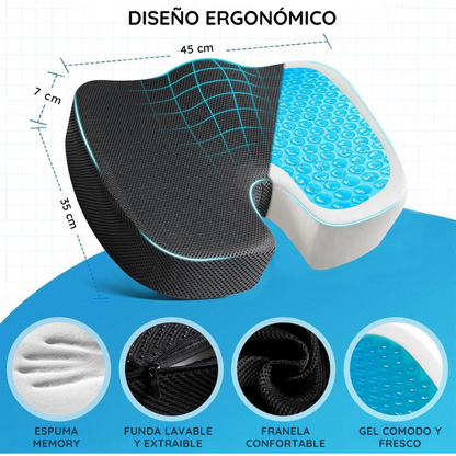 Asiento Viscoelástico Ortopédico con Gel - GelCare Plus