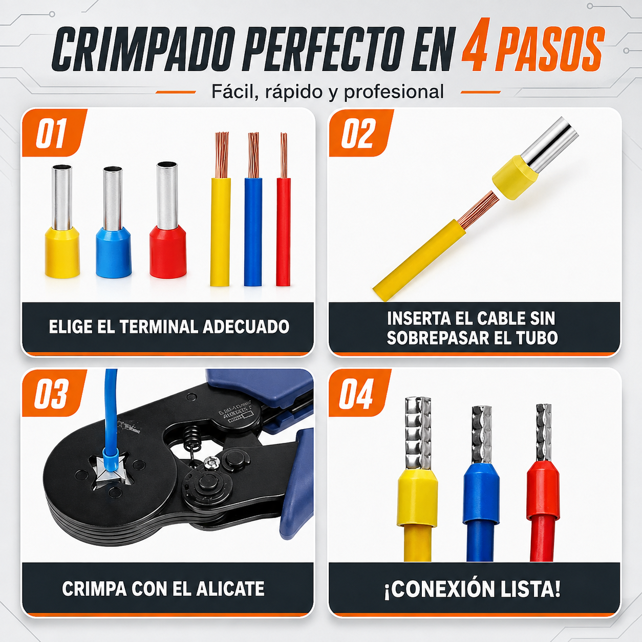ALICATE CRIMPADOR HEXAGONAL DE TERMINALES ELECTRICAS - CRIMP X