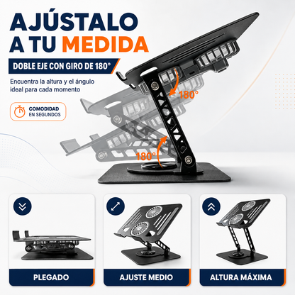 Soporte Aluminio Cooler para Laptop de 360° - Vortex 360°