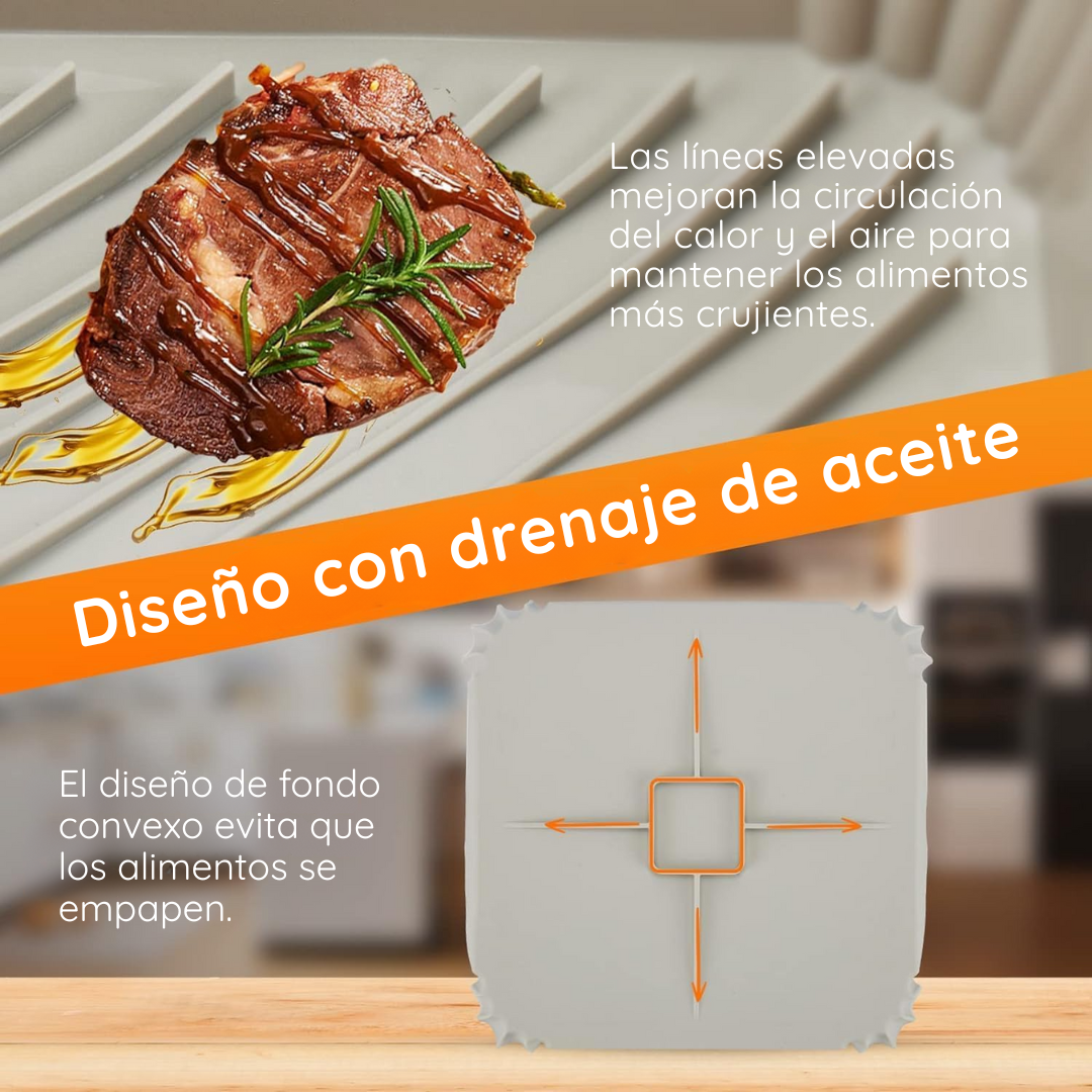 Pack 3 Bandejas Cuadradas de Silicona para Freidora de Aire - AirTray Pro