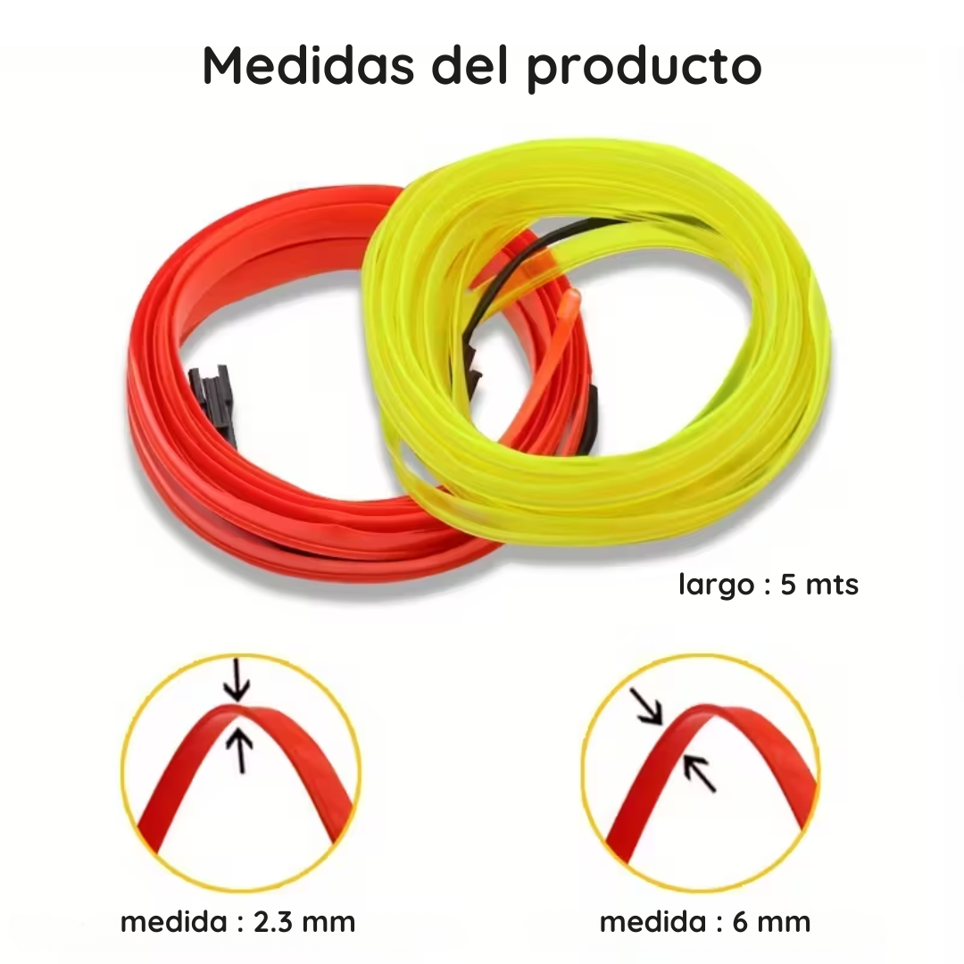 LUCES LED NEON PARA INTERIOR DE AUTO DE 5 METROS CON ESPATULA - NEON DRIVE