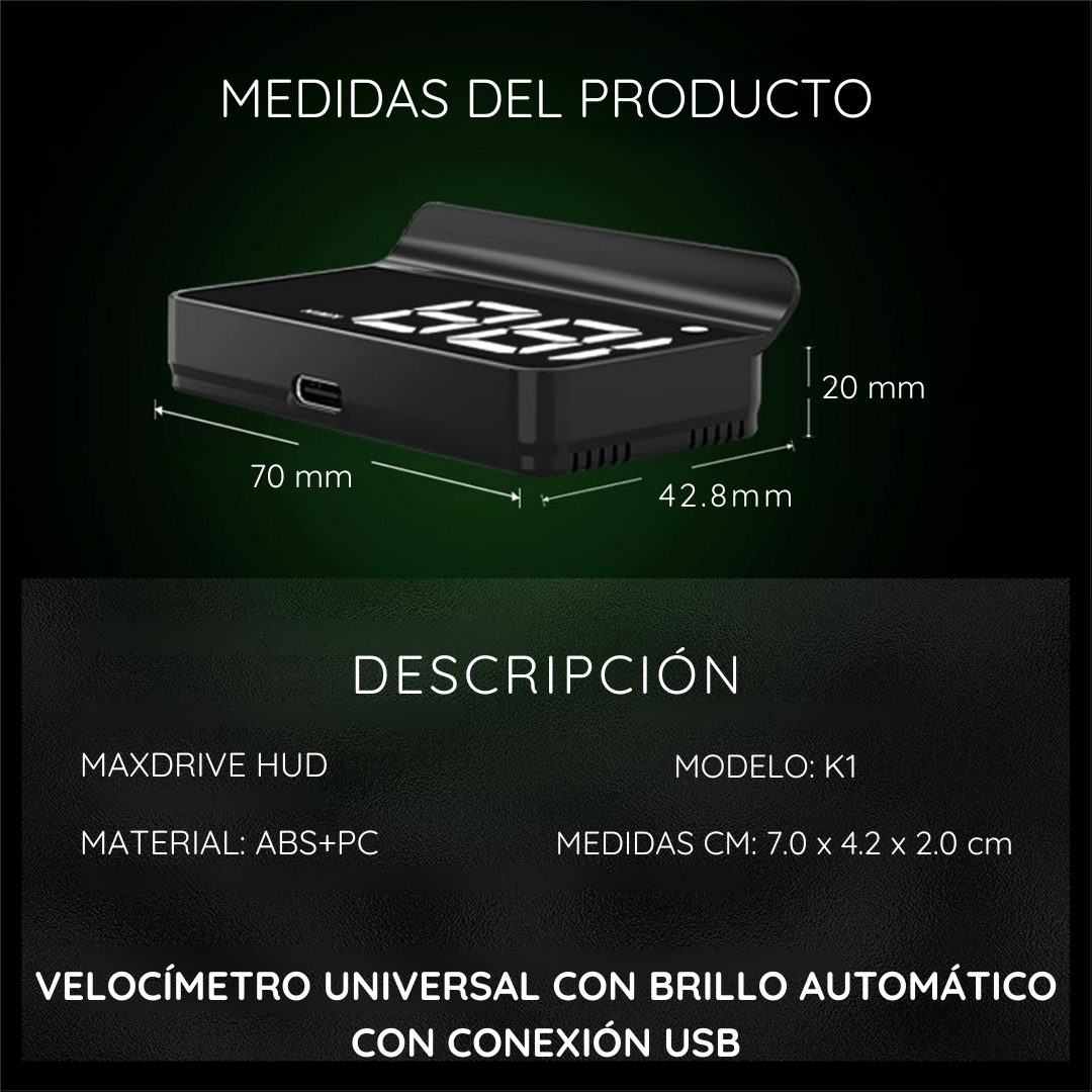 Velocímetro Proyector Para Autos Camionetas - MaxDrive HUD