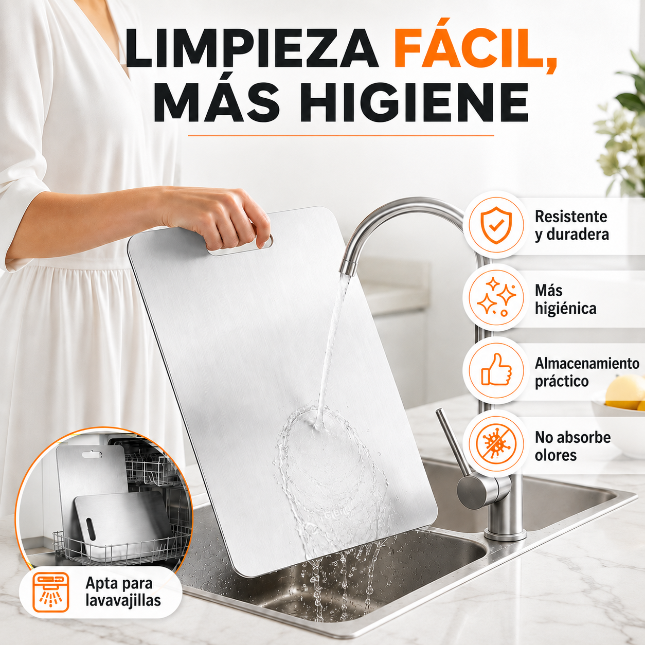 TABLA DE ACERO INOXIDABLE PARA COCINA - CHEF STEEL