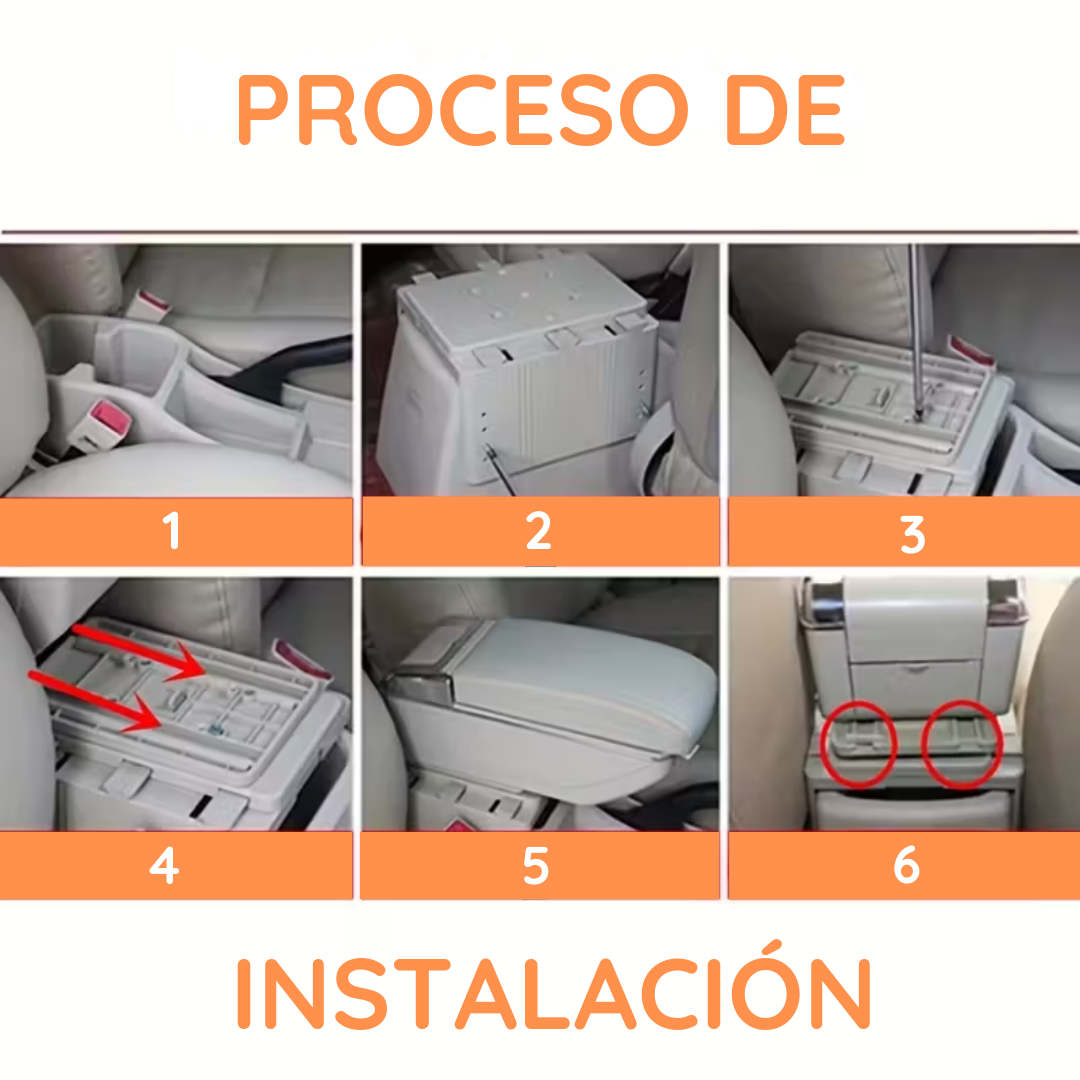 Apoya Brazos Universal para Auto con 7 Puertos Usb y Portavaso - RoadLink Station