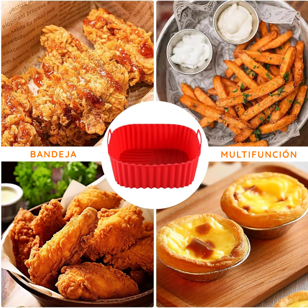 Pack 3 Bandejas Cuadradas de Silicona para Freidora de Aire - AirTray Pro