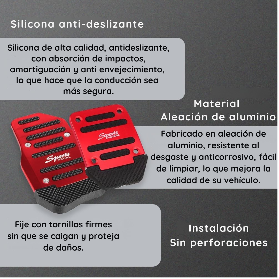 Juego de 3 Pedales de aluminio anti-deslizantes PREMIUM