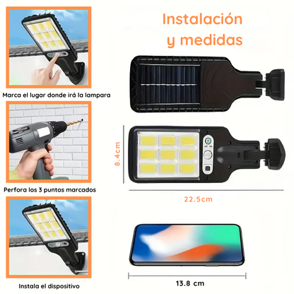 Lámpara Solar Exterior de Pared + control remoto - SunPower Pro