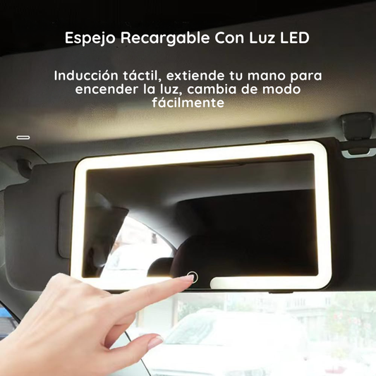 Espejo Con Luz Led Táctil Recargable Para Visera De Autos - MirrorLux
