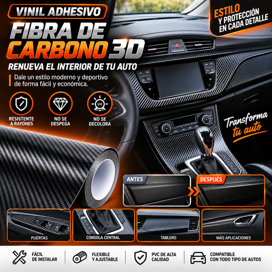 VINILO FIBRA DE CARBONO UNIVERSAL PARA AUTO - CarbonPro 3D