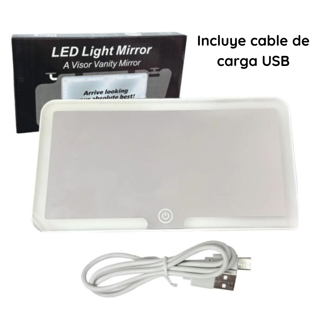 Espejo Con Luz Led Táctil Recargable Para Visera De Autos - MirrorLux