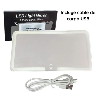 Espejo Con Luz Led Táctil Recargable Para Visera De Autos - MirrorLux