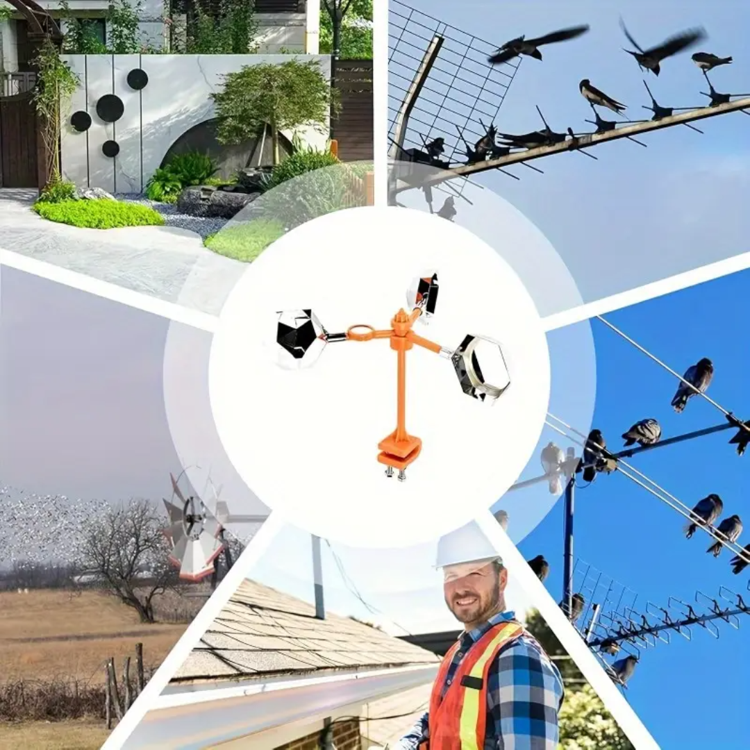 Repelente De Aves Reflectante 360° Panel Solar Con Sonido - BirdShield Pro