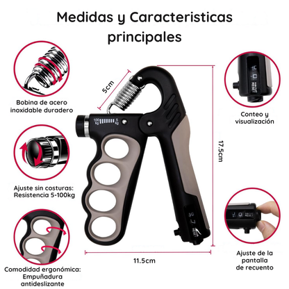 Ejercitador De Dedos y Manos De 5 Kg A 100 Kg - PowerGrip Pro