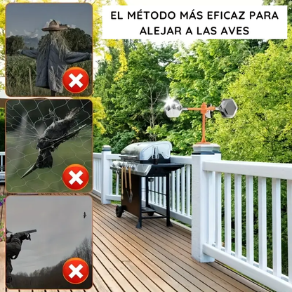 Repelente De Aves Reflectante 360° Panel Solar Con Sonido - BirdShield Pro