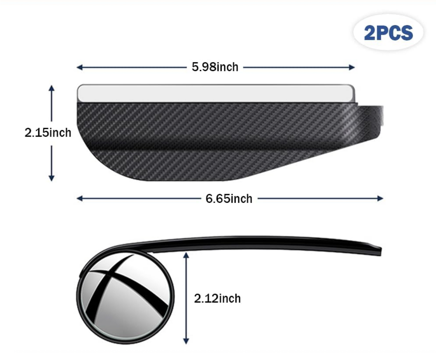 Juego de 2 Espejos punto ciego de fibra de carbono para lluvia HD 360° - PRO