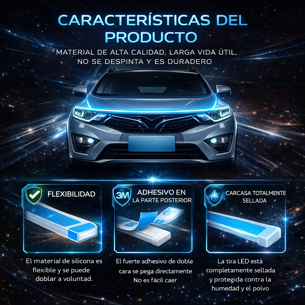 TIRA DE LUZ LED DE 120 CM PARA CAPOT DE AUTO - SPEEDLINE LED