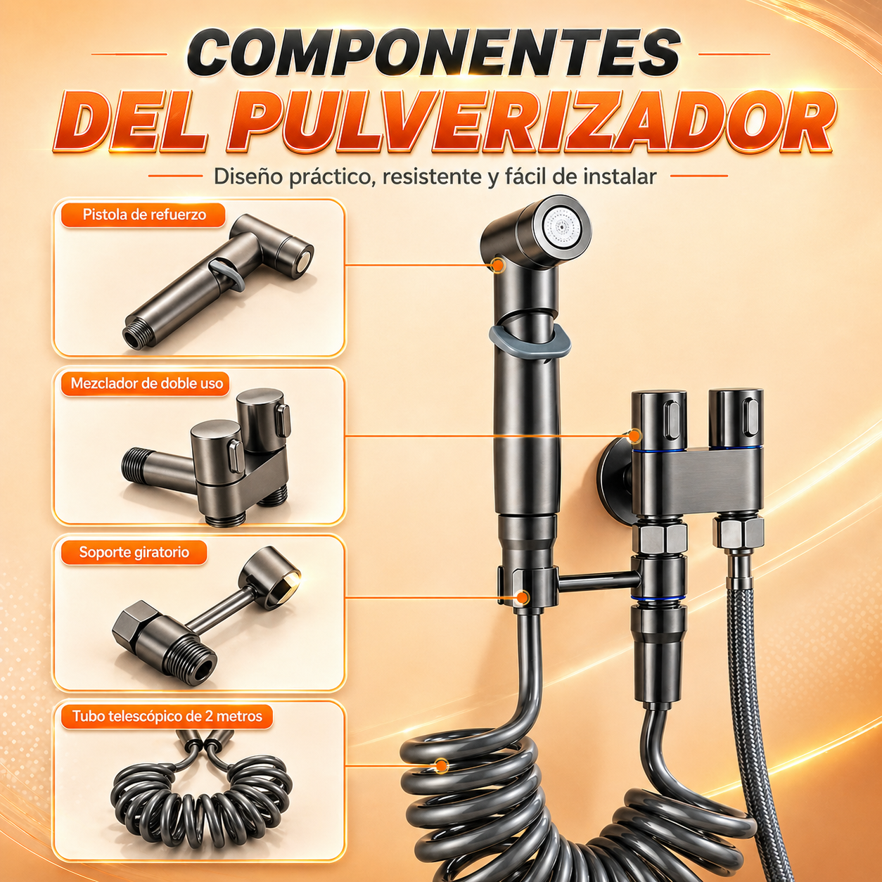 Ducha Bidet Para Inodoro de Acero Inoxidable - Regador y Limpieza