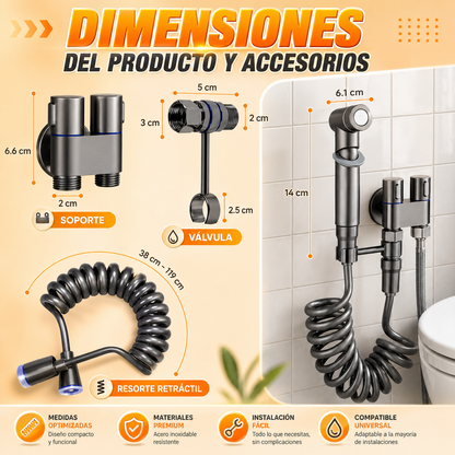 Ducha Bidet Para Inodoro de Acero Inoxidable - Regador y Limpieza