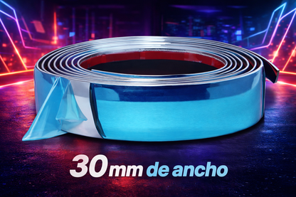 Moldura cromada autoadhesiva protección contra rayones para autos - Rollo de 3 metros
