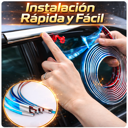 Moldura cromada autoadhesiva protección contra rayones para autos - Rollo de 3 metros