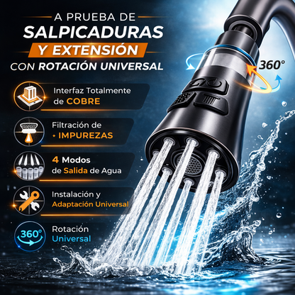 Adaptador para Grifos 360° Con Filtro Rociador - Aqua360 Pro
