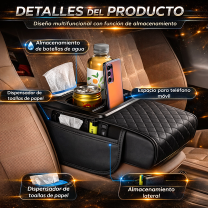 Apoyabrazos Para Autos Con Porta Botellas y Tisúes - ComfortMate 3en1