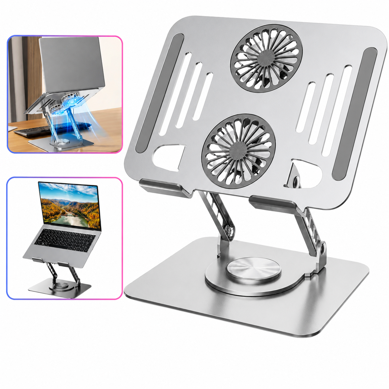 Soporte Aluminio Cooler para Laptop de 360° - Vortex 360°