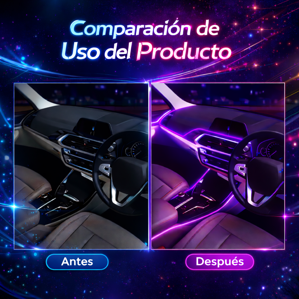 LUCES LED NEON PARA INTERIOR DE AUTO DE 5 METROS CON ESPATULA - NEON DRIVE