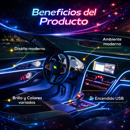 LUCES LED NEON PARA INTERIOR DE AUTO DE 5 METROS CON ESPATULA - NEON DRIVE