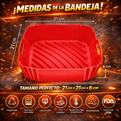 Pack 3 Bandejas Cuadradas de Silicona para Freidora de Aire - AirTray Pro