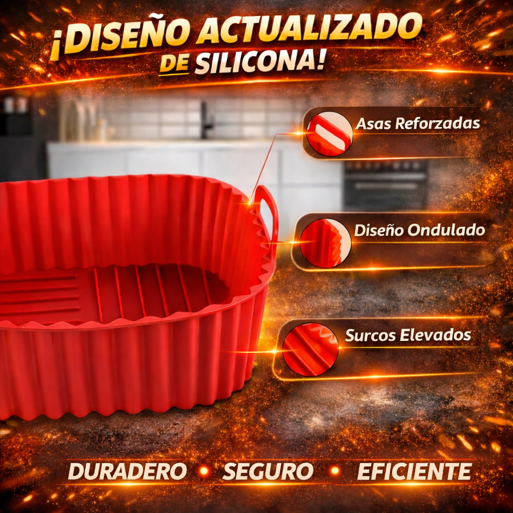 Pack 3 Bandejas Cuadradas de Silicona para Freidora de Aire - AirTray Pro