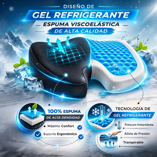 Asiento Viscoelástico Ortopédico con Gel - GelCare Plus