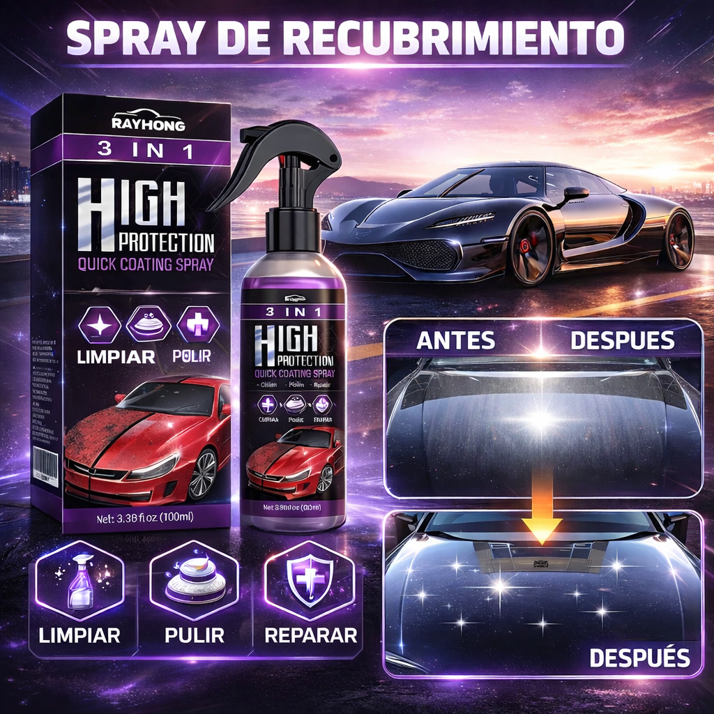 Recubrimiento cerámico en Spray 100 ml para autos 3 en 1 - PREMIUM