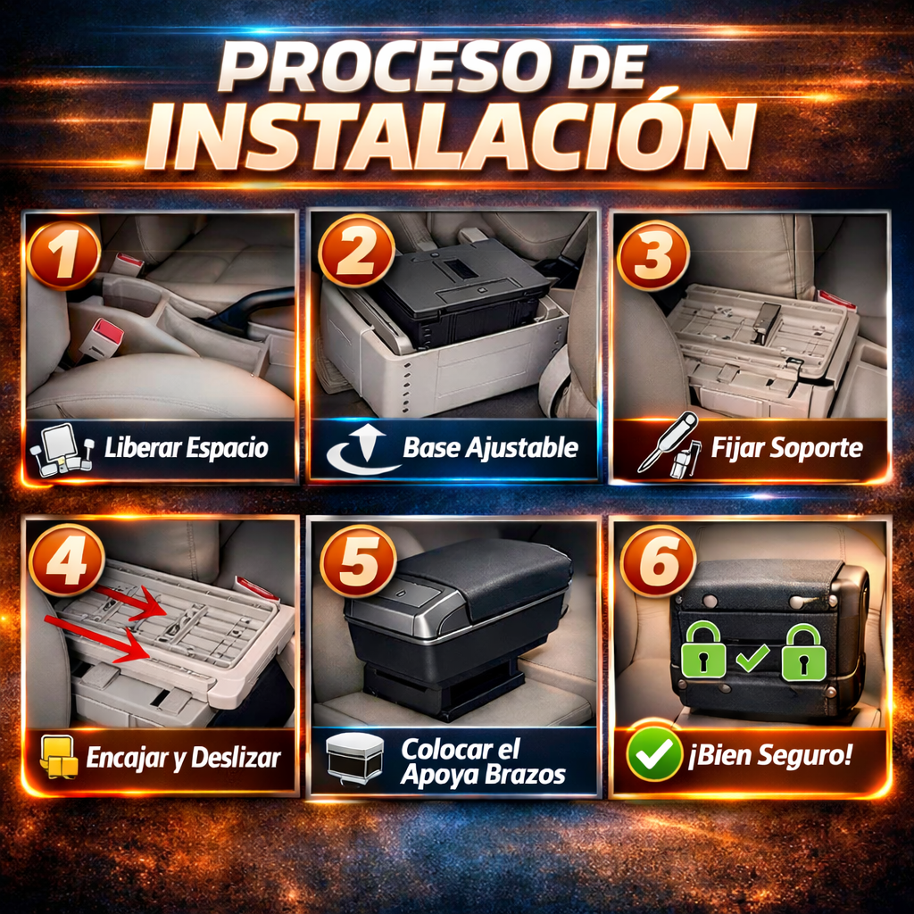 Apoya Brazos Universal para Auto con 7 Puertos Usb y Portavaso - RoadLink Station