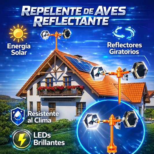 Repelente De Aves Reflectante 360° Panel Solar Con Sonido - BirdShield Pro